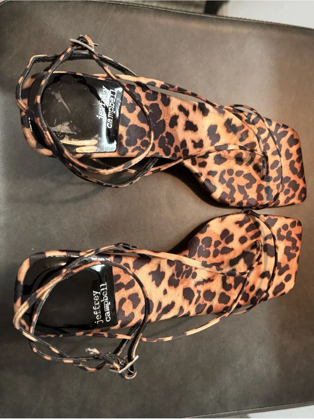 Jeffrey Campbell Leopard Print Strappy Heels - Brown/Black